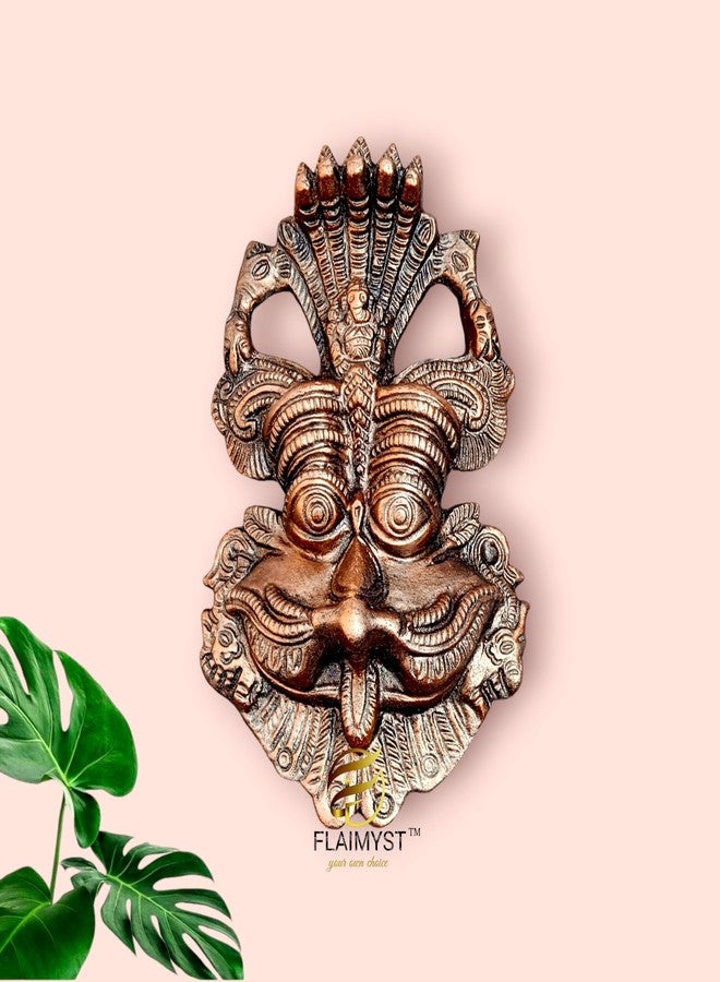 FLAIMYST 6 Inche Kirtimukha for Home Door in Aluminium Metal, Kirtimukha Wall Hanging for Home Decor, Nazar Battu for Home Entrance, Evel Eyes Protection Home, Shop & Office (Copper Color) - Image 5