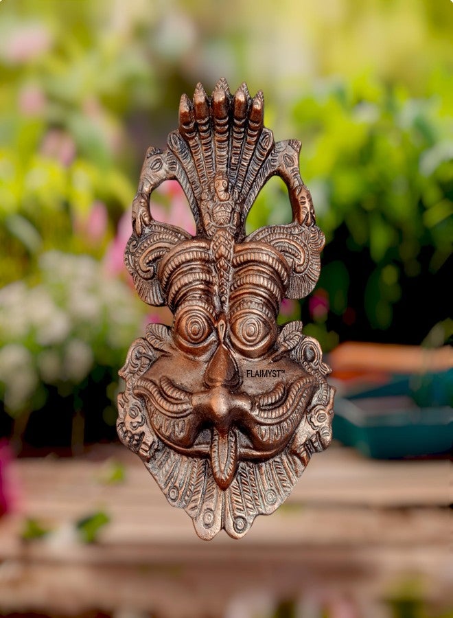 FLAIMYST 6 Inche Kirtimukha for Home Door in Aluminium Metal, Kirtimukha Wall Hanging for Home Decor, Nazar Battu for Home Entrance, Evel Eyes Protection Home, Shop & Office (Copper Color) - Image 1