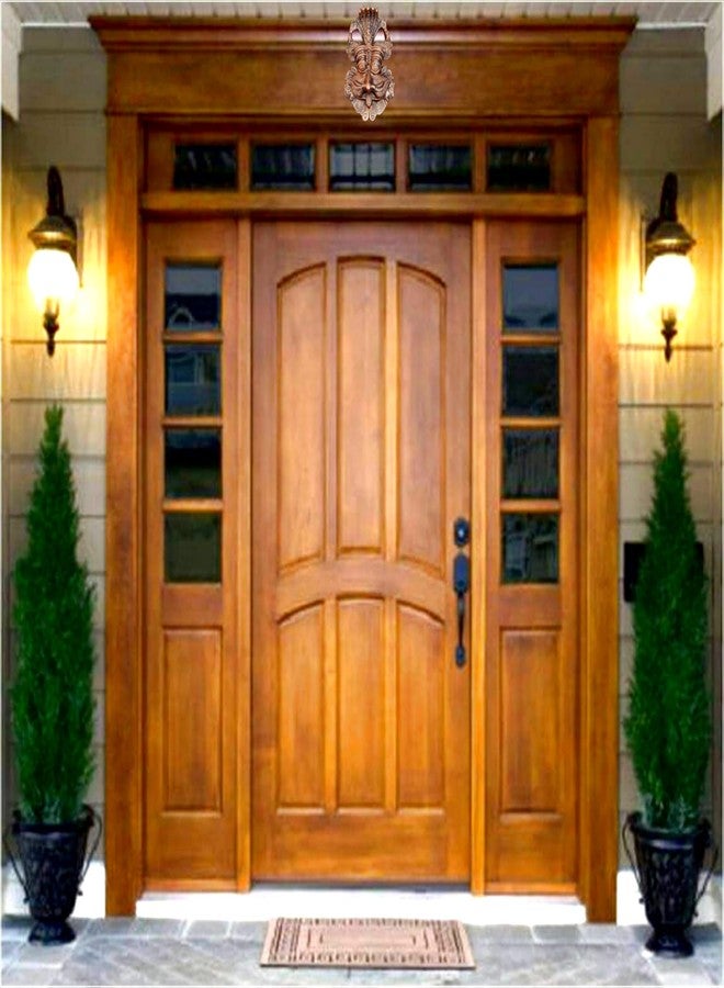 FLAIMYST 6 Inche Kirtimukha for Home Door in Aluminium Metal, Kirtimukha Wall Hanging for Home Decor, Nazar Battu for Home Entrance, Evel Eyes Protection Home, Shop & Office (Copper Color) - Image 3