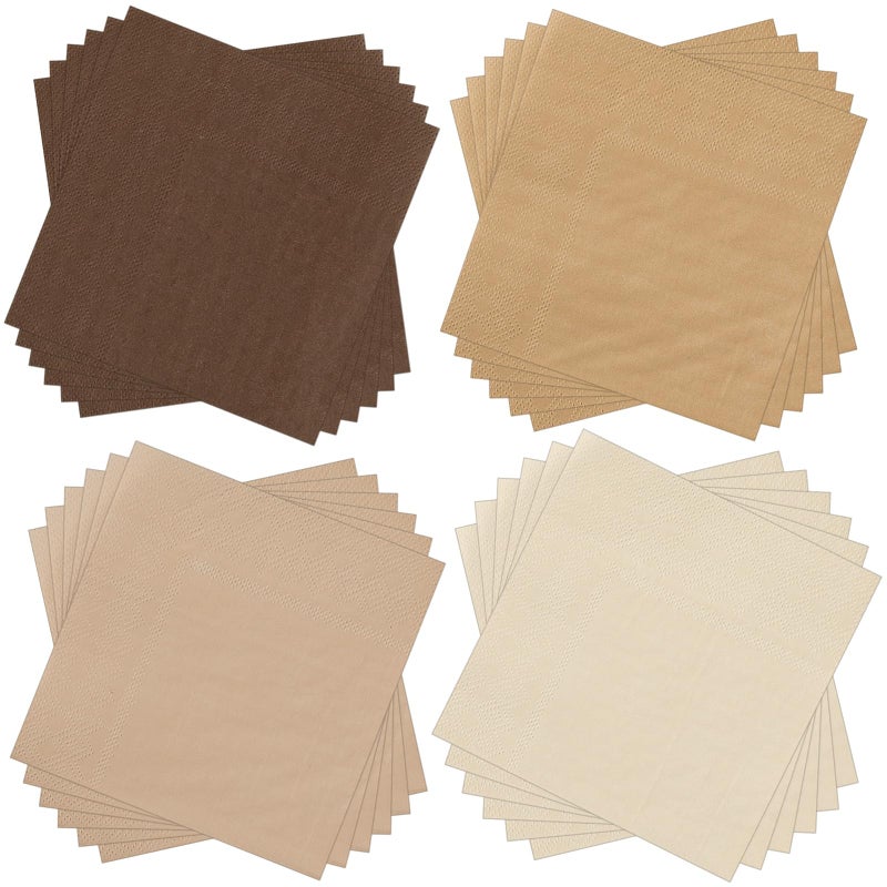 Layhit مناديل كوكتيل قابلة للتصرف 100 قطعة من لايهيت مناديل مشروبات مربعة ورقية للحلويات لعيد الحب والزفاف واحتفالات أعياد الميلاد والعشاء والغداء (سلسلة بنية 5 × 5 بوصة) - Image 1