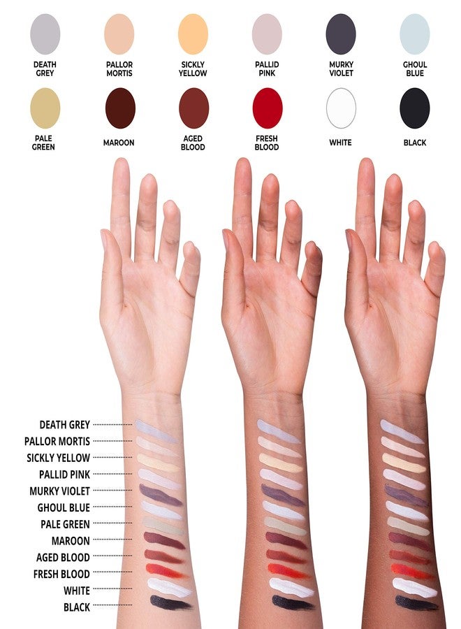 Narrative Cosmetics 12-Color Death FX Cream Palette, Professional Quick Drying Waterproof SFX Makeup for the Stage, Film, Costumes, Cosplay, Halloween - Image 3
