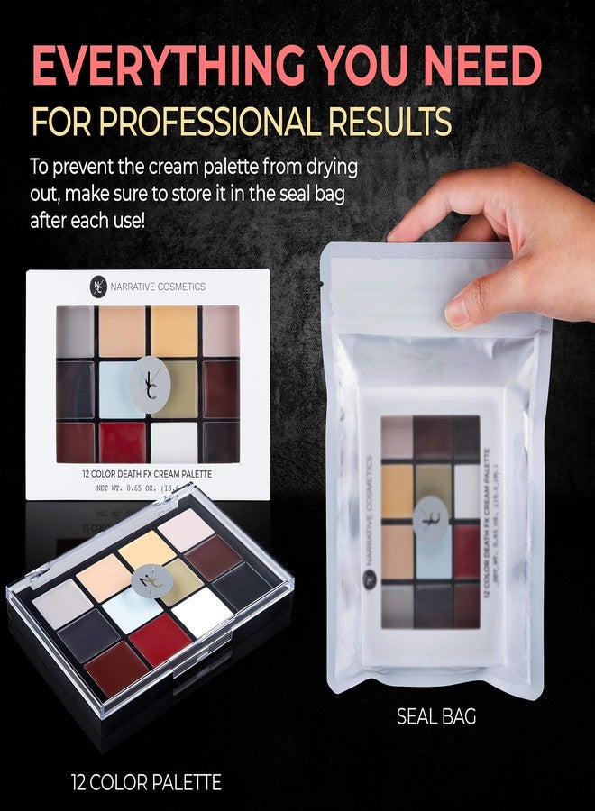 Narrative Cosmetics 12-Color Death FX Cream Palette, Professional Quick Drying Waterproof SFX Makeup for the Stage, Film, Costumes, Cosplay, Halloween - Image 5
