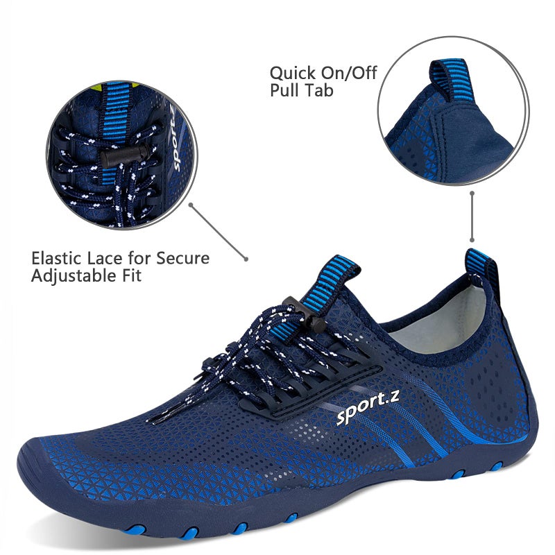 WateLves Water Shoes Mens Womens Beach Swim Shoes Quick-Dry Aqua Socks Pool Shoes for Surf Yoga Water Aerobics (Fluorescent Royal Blue, 37) - Image 3