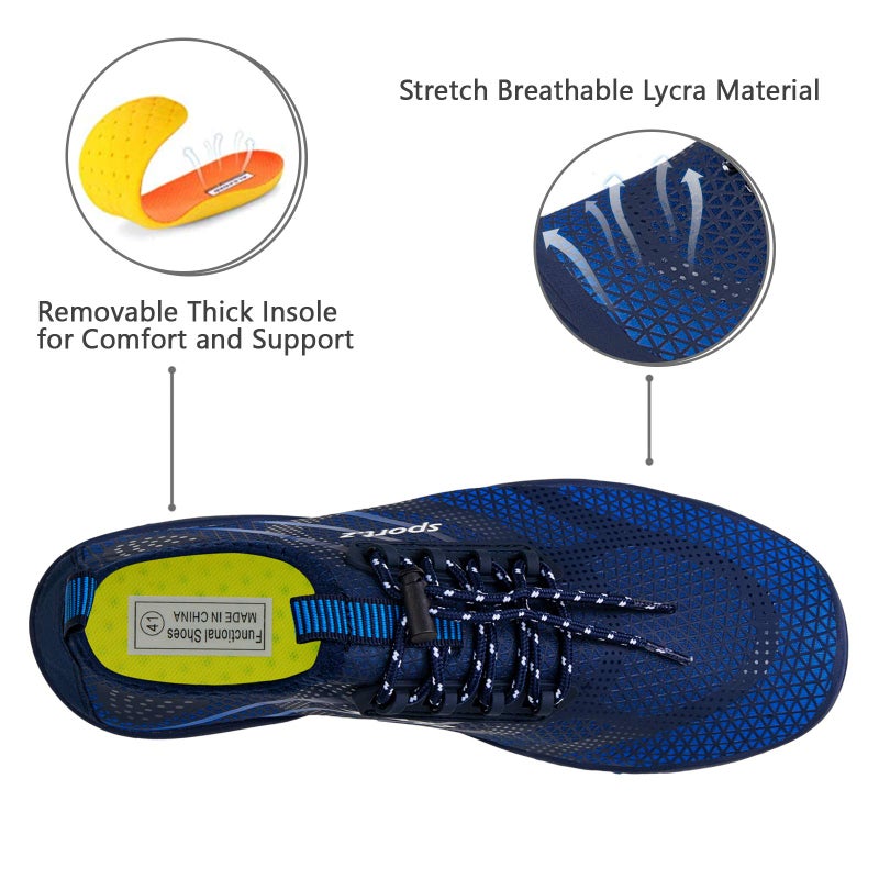 WateLves Water Shoes Mens Womens Beach Swim Shoes Quick-Dry Aqua Socks Pool Shoes for Surf Yoga Water Aerobics (Fluorescent Royal Blue, 37) - Image 2