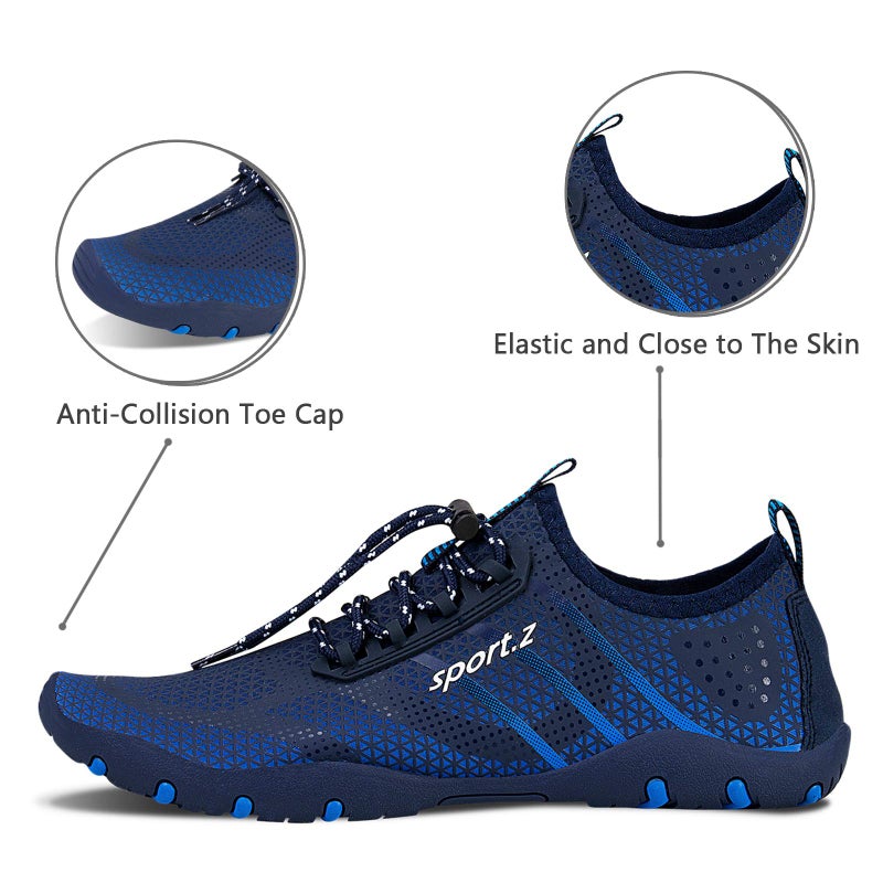WateLves Water Shoes Mens Womens Beach Swim Shoes Quick-Dry Aqua Socks Pool Shoes for Surf Yoga Water Aerobics (Fluorescent Royal Blue, 37) - Image 5
