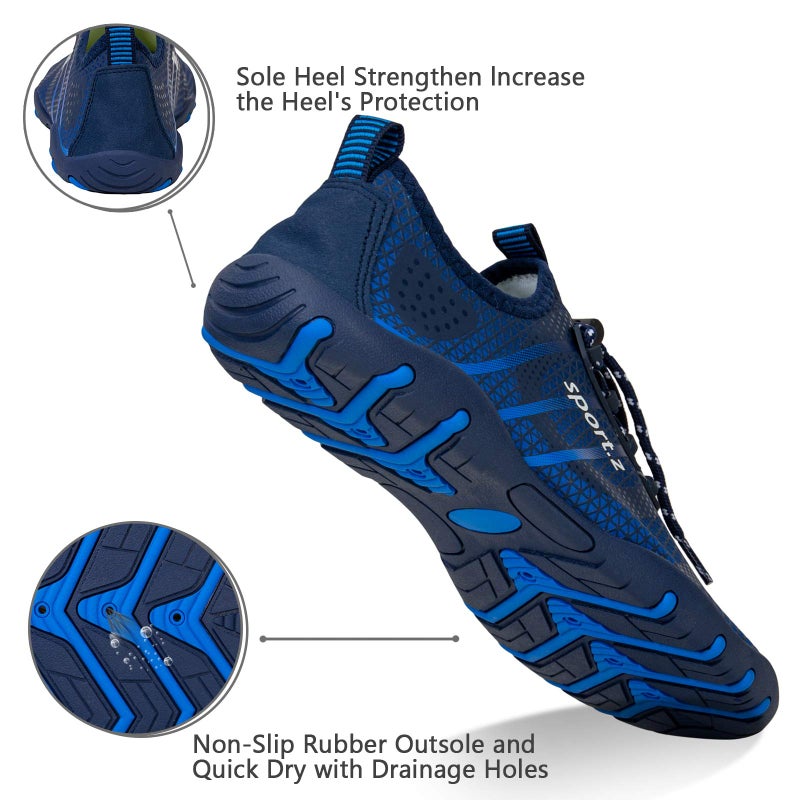 WateLves Water Shoes Mens Womens Beach Swim Shoes Quick-Dry Aqua Socks Pool Shoes for Surf Yoga Water Aerobics (Fluorescent Royal Blue, 37) - Image 4