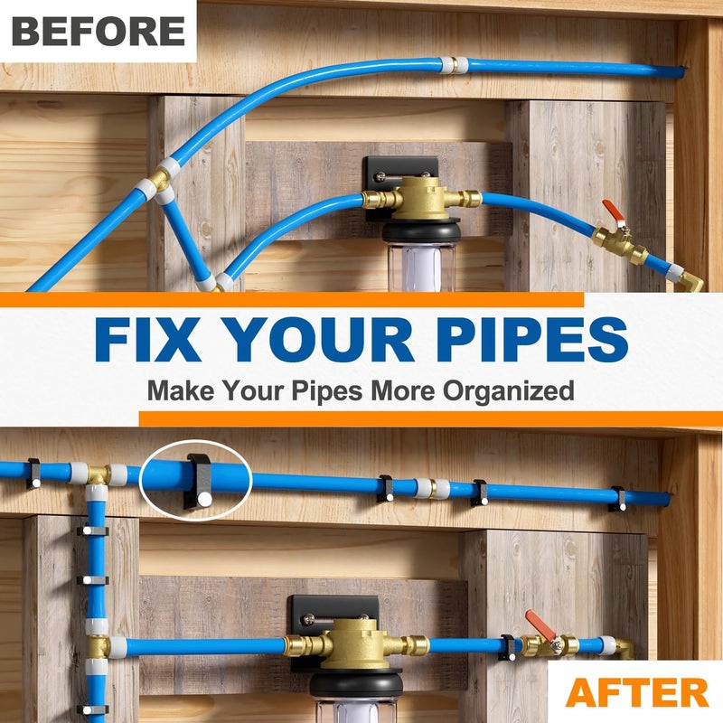 SUNGATOR (60 Pack) 1/2 Inch Pex J-Hook with Nails, Black Half Clamps, 1/2" J Clamps for Pex Pipe Support, 1/2" J-Hook Pipe Hanger Suitable for Wall Mount Pipe Tubing Fixture - Image 5