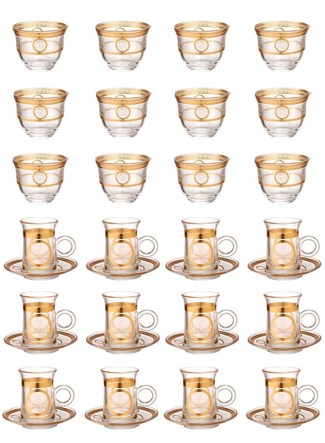 Dove 36-Piece Tea & Coffee Glass Set Gold/Clear, Serve for 12 - Image 1