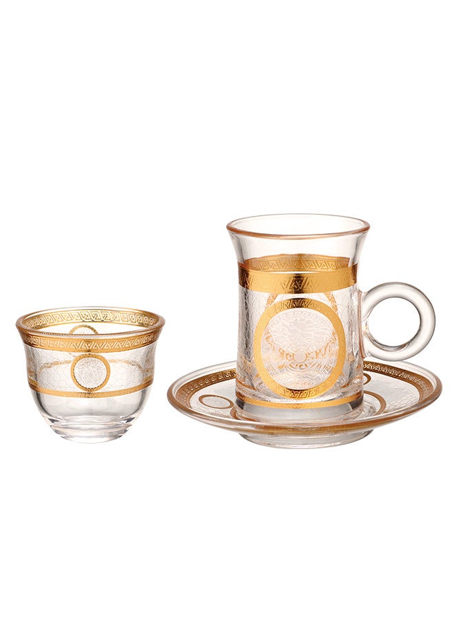 Dove 36-Piece Tea & Coffee Glass Set Gold/Clear, Serve for 12 - Image 2