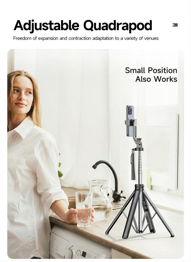Generic - 70.86 Inches  Extra Long Selfie Stick Tripod Anti-shake Selfie Stick with Balance Handle,Quadripod Stand with Rechargeable Bluetooth Remote for Mobile Phone, Suitable for both smartphone and camera - Image 1