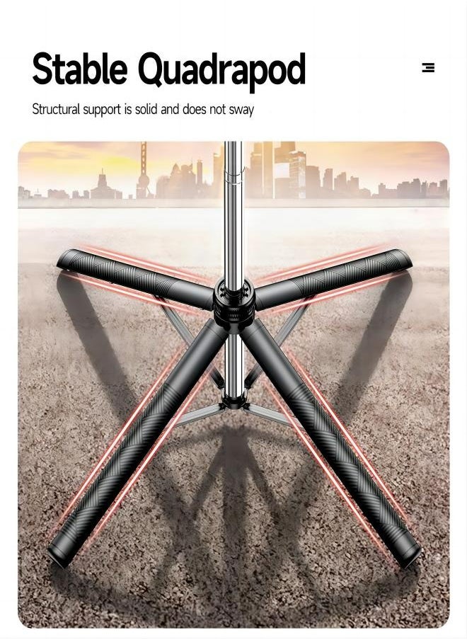 Generic - 70.86 Inches  Extra Long Selfie Stick Tripod Anti-shake Selfie Stick with Balance Handle,Quadripod Stand with Rechargeable Bluetooth Remote for Mobile Phone, Suitable for both smartphone and camera - Image 1