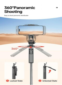Generic 70.86 Inches  Extra Long Selfie Stick Tripod Anti-shake Selfie Stick with Balance Handle,Quadripod Stand with Rechargeable Bluetooth Remote for Mobile Phone, Suitable for both smartphone and camera  - Image 4