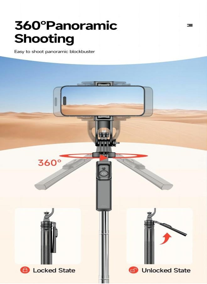 Generic - 70.86 Inches  Extra Long Selfie Stick Tripod Anti-shake Selfie Stick with Balance Handle,Quadripod Stand with Rechargeable Bluetooth Remote for Mobile Phone, Suitable for both smartphone and camera - Image 1