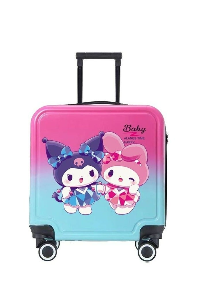 حقيبة سفر كورومي وماي ميلودي الصلبة للأطفال | حقيبة يد مقاس ٢٠ بوصة مزودة بأربع عجلات دوارة | عربة سفر برسومات شخصيات وردية/زرقاء - Image 1