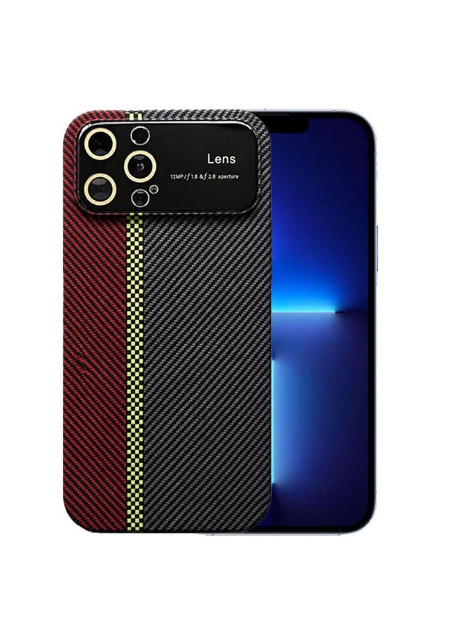 CATANES غطاء خلفي واقي نحيف لهاتف iPhone 13 Pro بنمط ألياف الكربون الفاخرة – تصميم متين من مادة PC مع لمسة شريط سباق مميز - Image 2