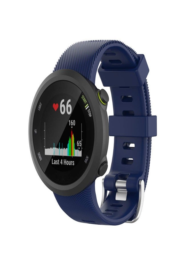 سواران من السيليكون من YHSITFNG لساعة Garmin Forerunner 45 / 45S، سوار رياضي بديل ناعم لساعة Forerunner 45 / 45S الذكية (أسود + أزرق داكن) - Image 3