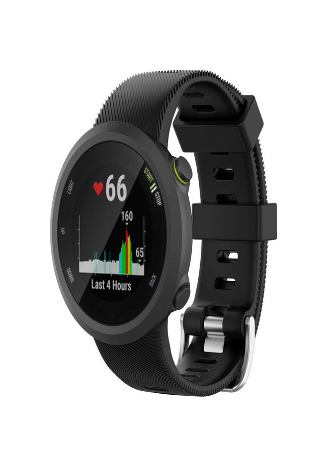 سواران من السيليكون من YHSITFNG لساعة Garmin Forerunner 45 / 45S، سوار رياضي بديل ناعم لساعة Forerunner 45 / 45S الذكية (أسود + أزرق داكن) - Image 2
