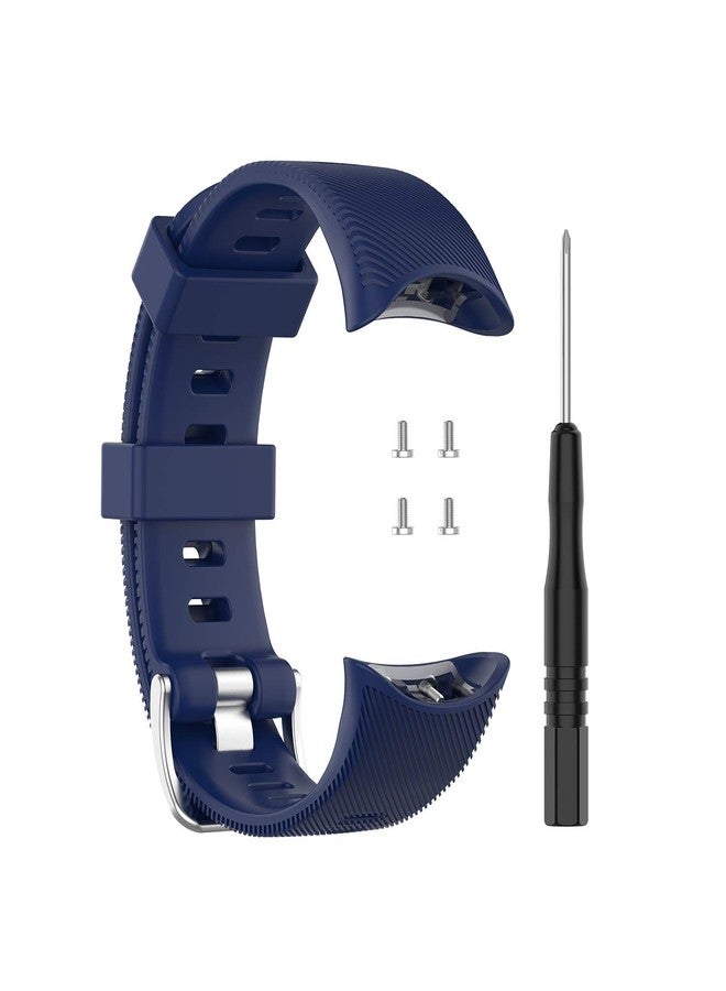 سواران من السيليكون من YHSITFNG لساعة Garmin Forerunner 45 / 45S، سوار رياضي بديل ناعم لساعة Forerunner 45 / 45S الذكية (أسود + أزرق داكن) - Image 5