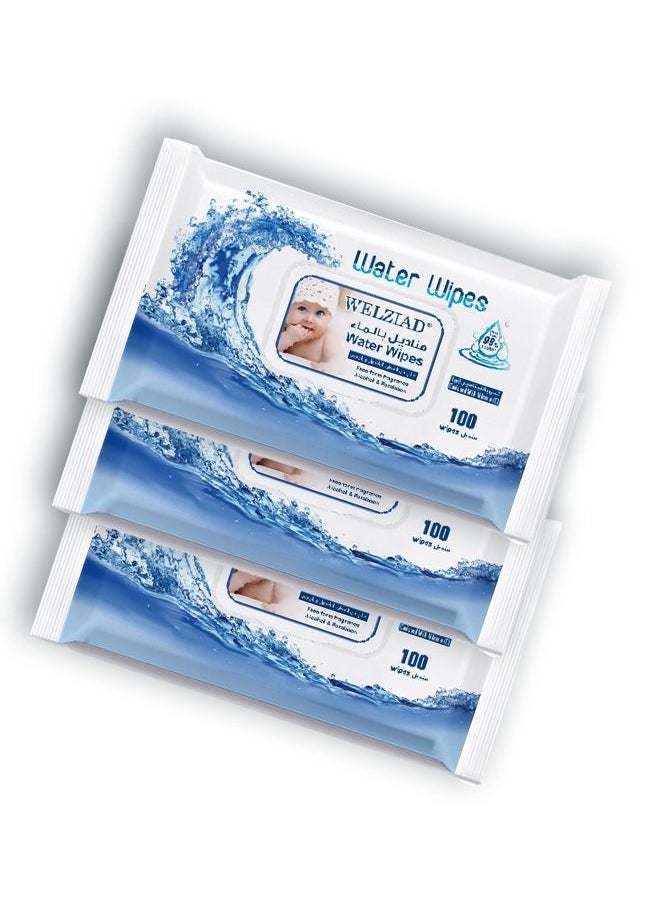 WELZIAD 98% Water Baby Wipes Ultra Soft for Sensitive Skin Fragrance Free Set of 6 Pack of 100 Wipes Total 600 Wipes  - Image 2