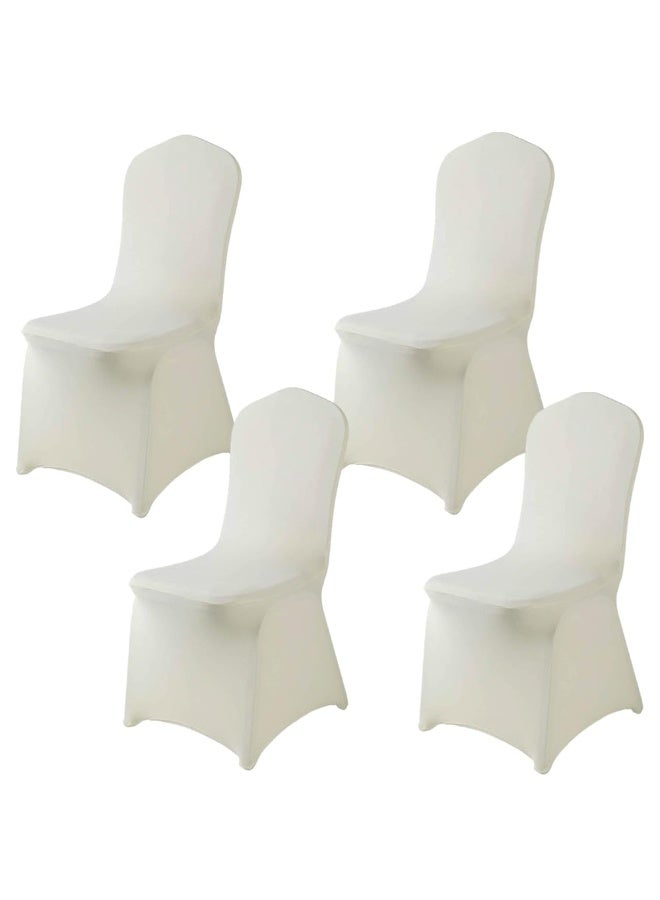 جيه زد اس مجموعة أغطية كراسي JZS من سباندكس مطاطي، أغطية كراسي مرنة لحفلات الزفاف وتناول الطعام، 92 × 42 سم، 4 قطع، أبيض حليبي - Image 1