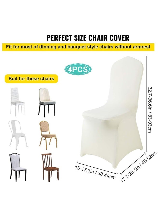 جيه زد اس مجموعة أغطية كراسي JZS من سباندكس مطاطي، أغطية كراسي مرنة لحفلات الزفاف وتناول الطعام، 92 × 42 سم، 4 قطع، أبيض حليبي - Image 2