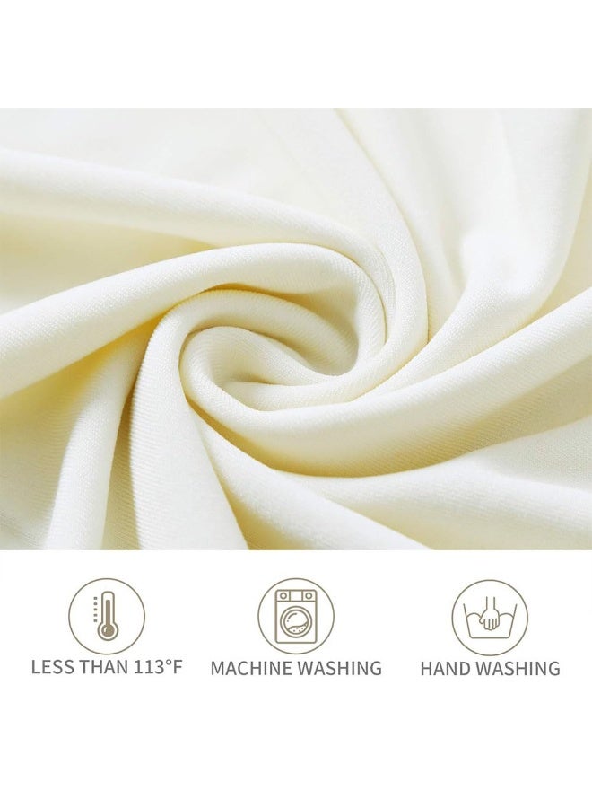 جيه زد اس مجموعة أغطية كراسي JZS من سباندكس مطاطي، أغطية كراسي مرنة لحفلات الزفاف وتناول الطعام، 92 × 42 سم، 4 قطع، أبيض حليبي - Image 4