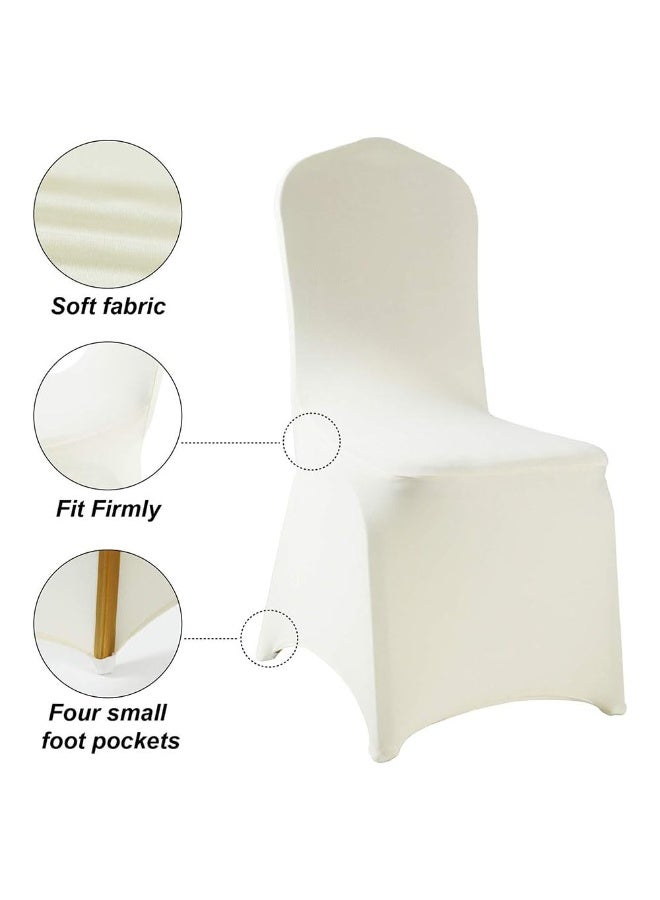 جيه زد اس مجموعة أغطية كراسي JZS من سباندكس مطاطي، أغطية كراسي مرنة لحفلات الزفاف وتناول الطعام، 92 × 42 سم، 4 قطع، أبيض حليبي - Image 3