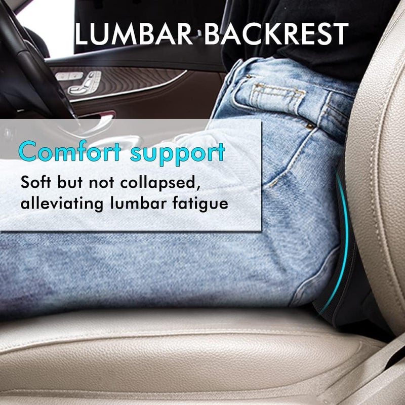 GES Memory Foam Car Seat Cushion for Back Support and Pain Relief (Black) - Image 4