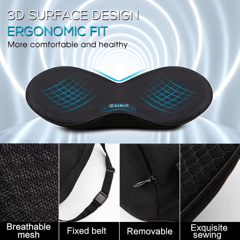 GES Memory Foam Car Seat Cushion for Back Support and Pain Relief (Black) - Image 3