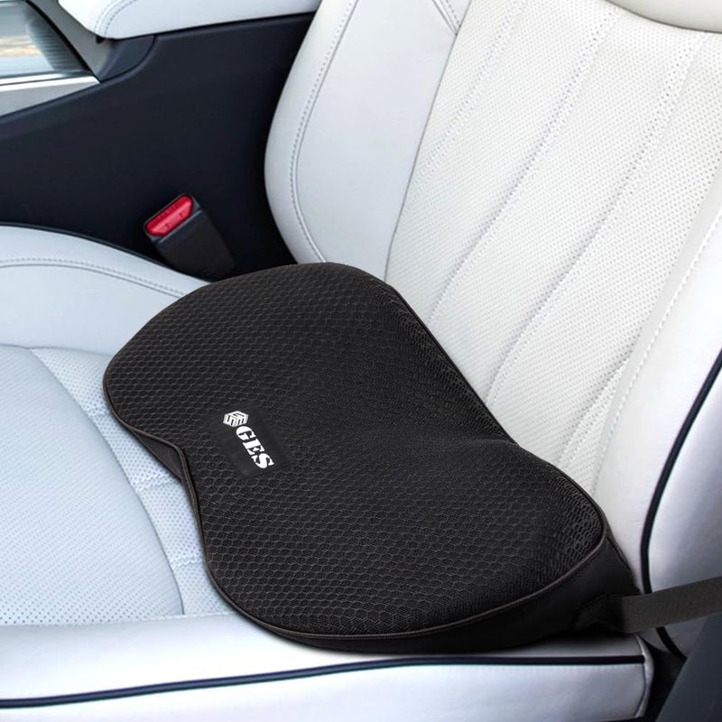 GES Memory Foam Car Seat Cushion for Back Support and Pain Relief (Black) - Image 1