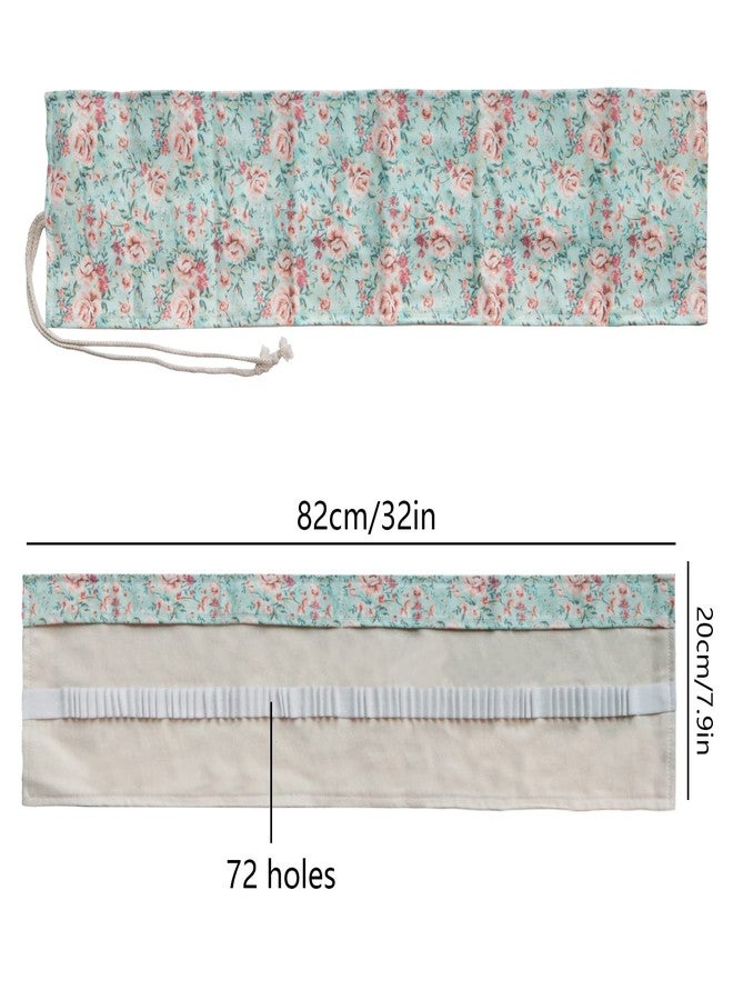 Yitexin 72 Slots Canvas Pencil Roll Wrap, Handmade Roll-Up Pencil Case Pouch Fabric, Large Capacity Pencil Case Holder Organizer for Artists Painting, Sketchers(Flower) - Image 2
