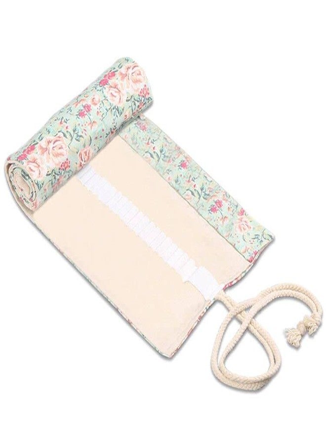 Yitexin 72 Slots Canvas Pencil Roll Wrap, Handmade Roll-Up Pencil Case Pouch Fabric, Large Capacity Pencil Case Holder Organizer for Artists Painting, Sketchers(Flower) - Image 1