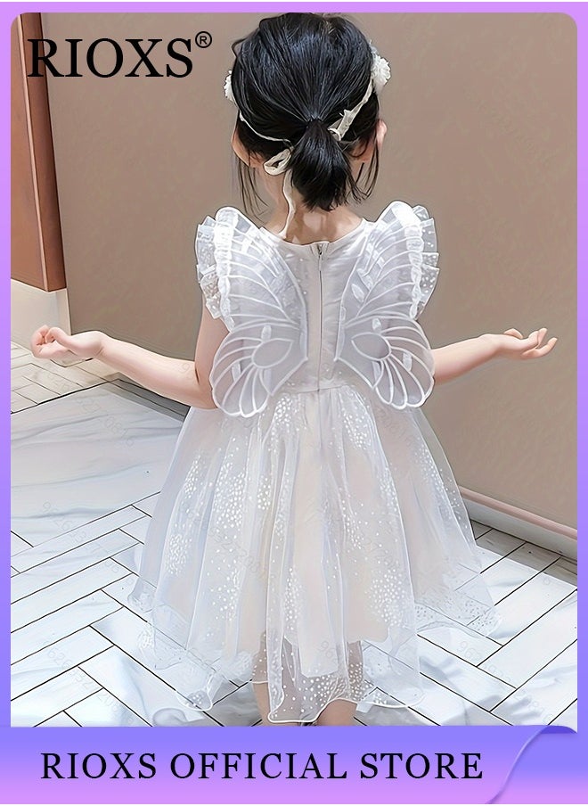 RIOXS Toddles Girls Summer Dress Mesh Sleeveless Gauze Dresses Fluffy Mesh Princess Dress for Baby Girls for Party Wedding or Performance  - Image 3