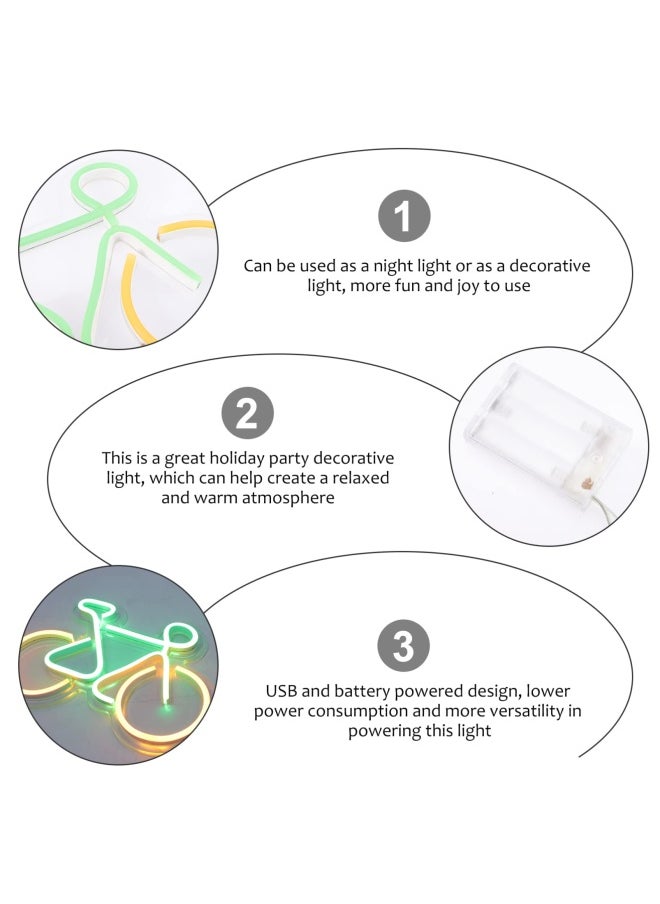 Generic - 3 Pieces Led Neon Signs Neon Sign Led Neon Light Bike Neon Sign Lights Lights 3D Bike - Image 1
