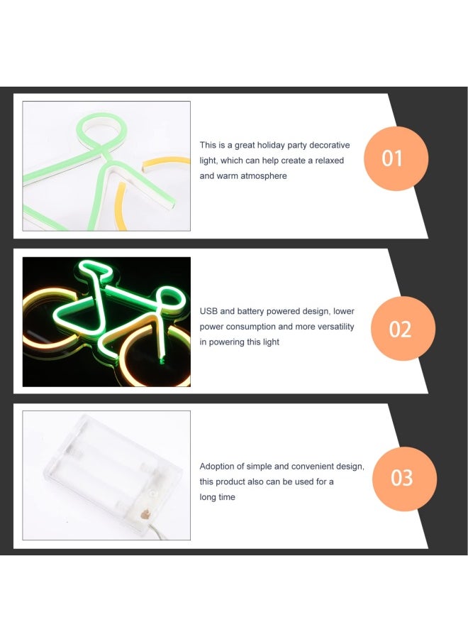 Generic - 3 Pieces Led Neon Signs Neon Sign Led Neon Light Bike Neon Sign Lights Lights 3D Bike - Image 1