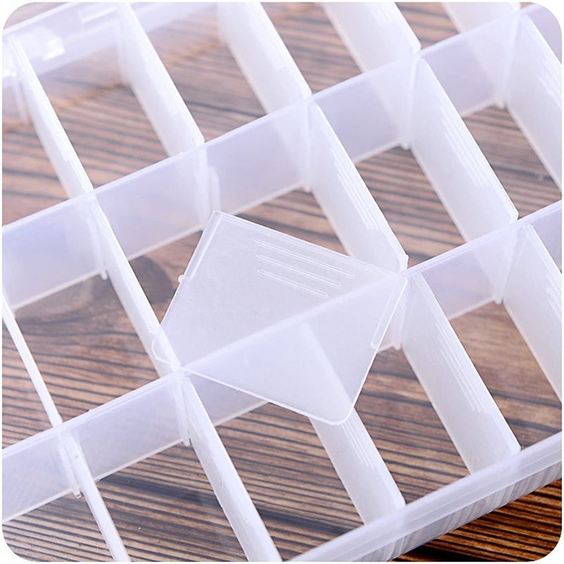 SKDBPM KDR Plastic Cosmetic Shelf Stand Case Grid Squares Lipstick Holder Showcase Stand Cosmetic Organizer Makeup Storage Box (Transparent) (24 Grid Box) - Image 3
