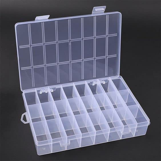 SKDBPM KDR Plastic Cosmetic Shelf Stand Case Grid Squares Lipstick Holder Showcase Stand Cosmetic Organizer Makeup Storage Box (Transparent) (24 Grid Box) - Image 1