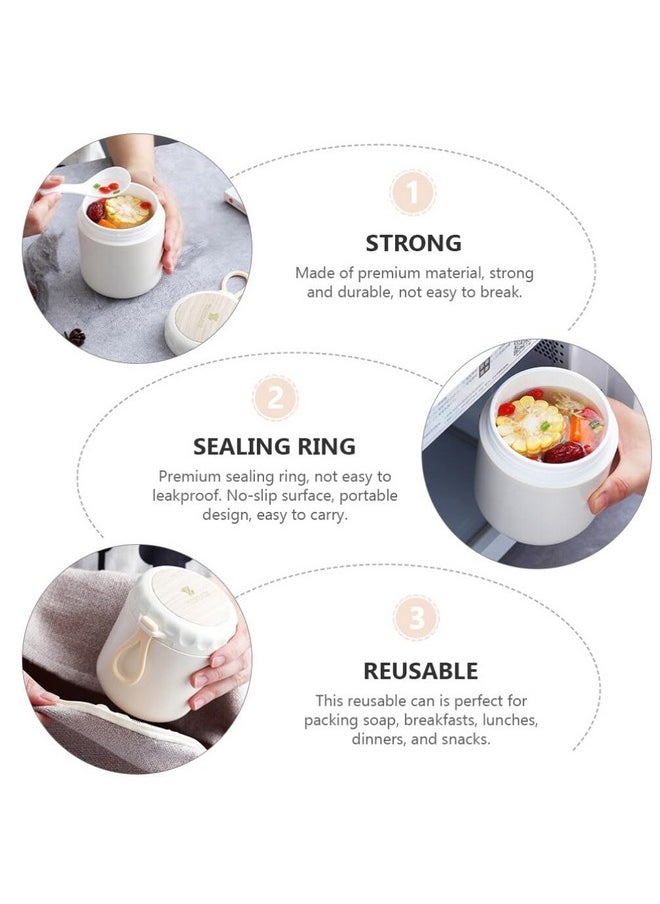 Cabilock - Insulated Food Container With Handle Portable Microwaveable Breakfast Cup Insulated Lunch Containers With Spoon Sealed Soup Container Soup Cup Microwaveable Soup Holder Water Cup Food - Image 1