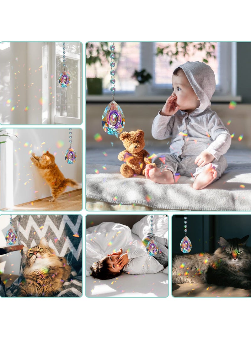 XiuWoo 2PCS 3.5 Inch/89mm Colorful Sun Catcher Rainbow Maker Pendants Hanging Chandelier Crystal Prisms Suncatcher for Window Home Garden Party Wedding Décor - Image 2