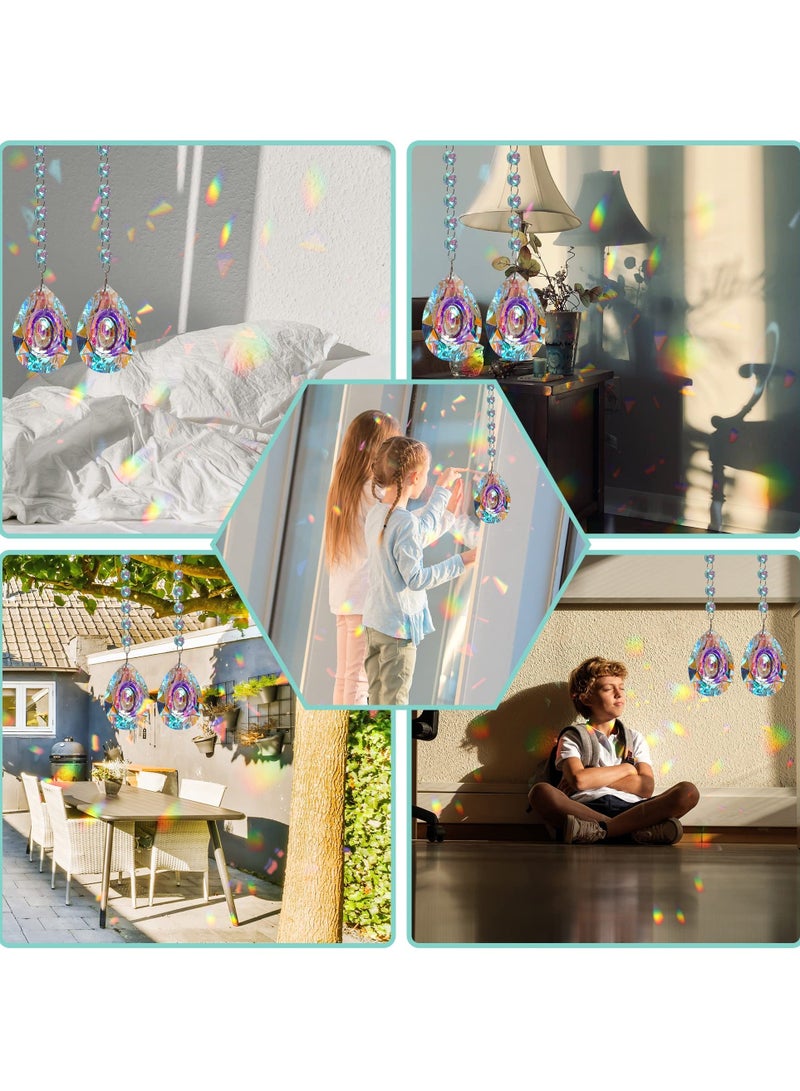 XiuWoo 2PCS 3.5 Inch/89mm Colorful Sun Catcher Rainbow Maker Pendants Hanging Chandelier Crystal Prisms Suncatcher for Window Home Garden Party Wedding Décor - Image 5