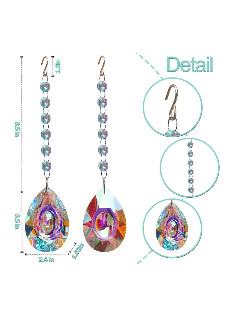 XiuWoo 2PCS 3.5 Inch/89mm Colorful Sun Catcher Rainbow Maker Pendants Hanging Chandelier Crystal Prisms Suncatcher for Window Home Garden Party Wedding Décor - Image 3