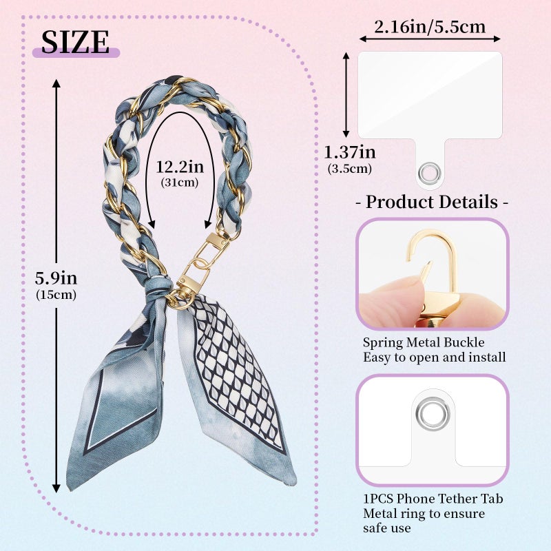 ZOOEASS Phone Wrist Lanyard Gold Metal Scarf Chain with Tether Tab Women Phone Chain Accessories - Image 3