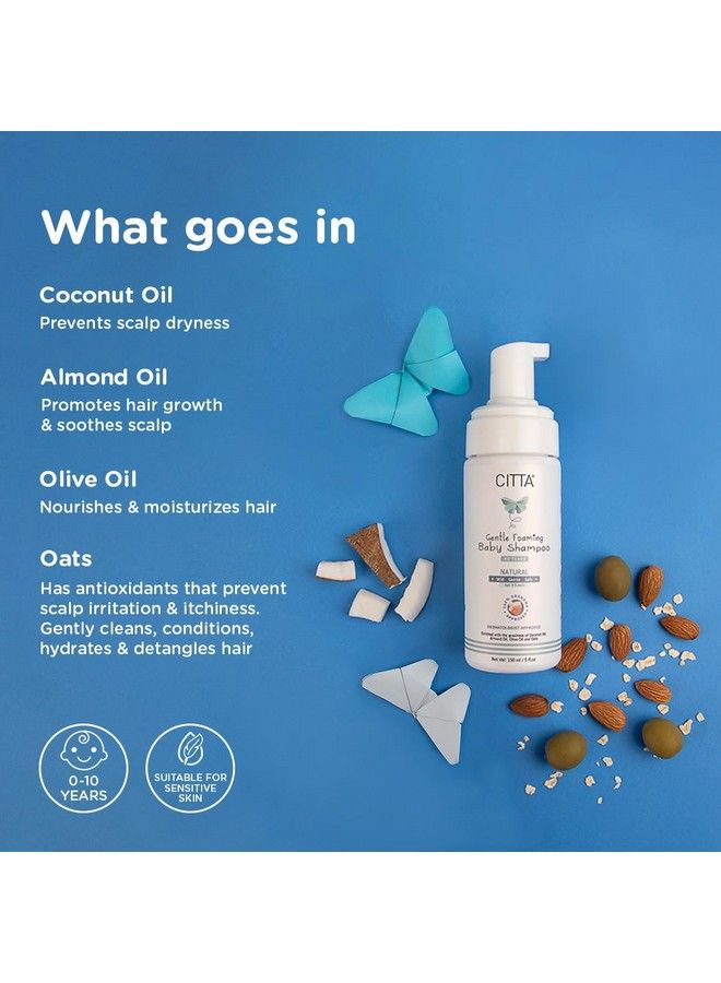 CITTA Gentle Tear Free Foaming Baby Shampoo For New Born ; For Delicate Scalp ; Natural Baby Shampoo For Kids With Coconut Oil Olive Oil And Oats ; Promote Hair Growth ; Dermatologist Approved ; 150 Ml  - Image 4