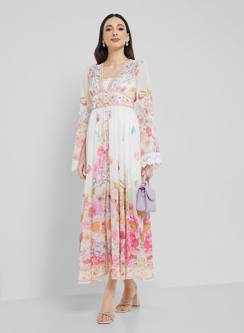 ELLA Floral Chiffon Dress - Image 1