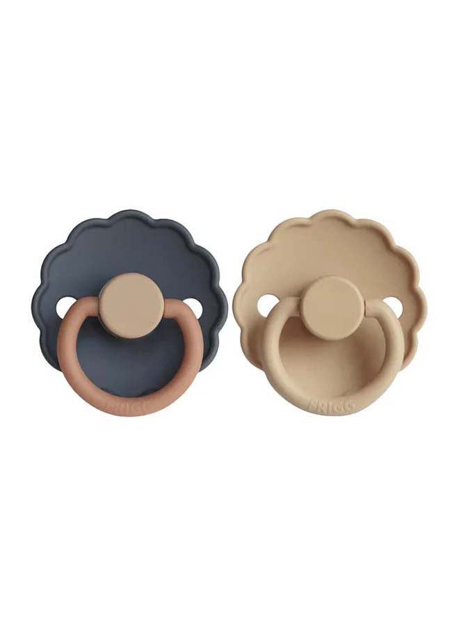 FRIGG Daisy Silicone Baby Pacifier 0-6M 2-Pack Aurora/Croissant - Size 1