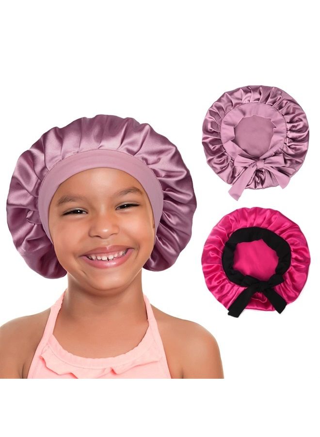 2 PCS Baby Bonnet Toddler Silk Bonnet for Kids Sleeping Cap Curly Natural Hair Silk Hair Bonnets for Girls Boys Infant