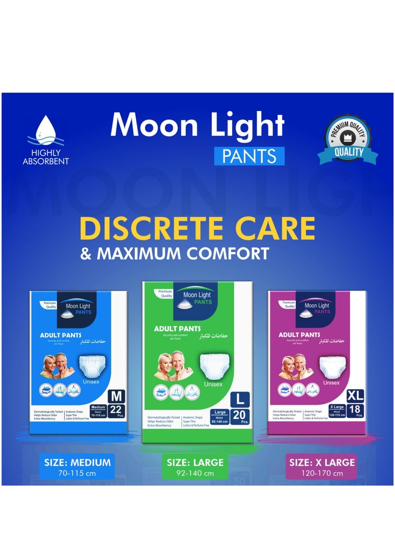 مونلايت حفاضات مونلايت بريميوم للبالغين - مقاس كبير جدًا (4 عبوات × 18 قطعة، إجمالي 72 قطعة) - للجنسين، امتصاص عالي، حماية من التسرب - Image 5
