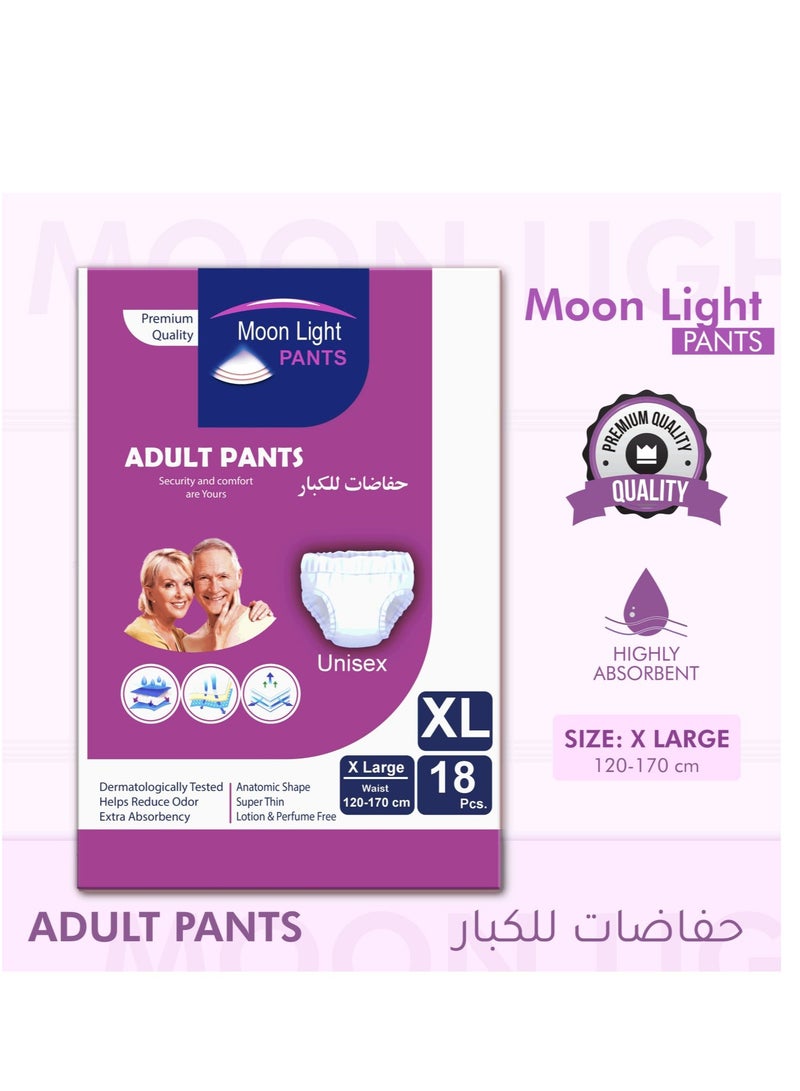 مونلايت حفاضات مونلايت بريميوم للبالغين - مقاس كبير جدًا (4 عبوات × 18 قطعة، إجمالي 72 قطعة) - للجنسين، امتصاص عالي، حماية من التسرب - Image 2