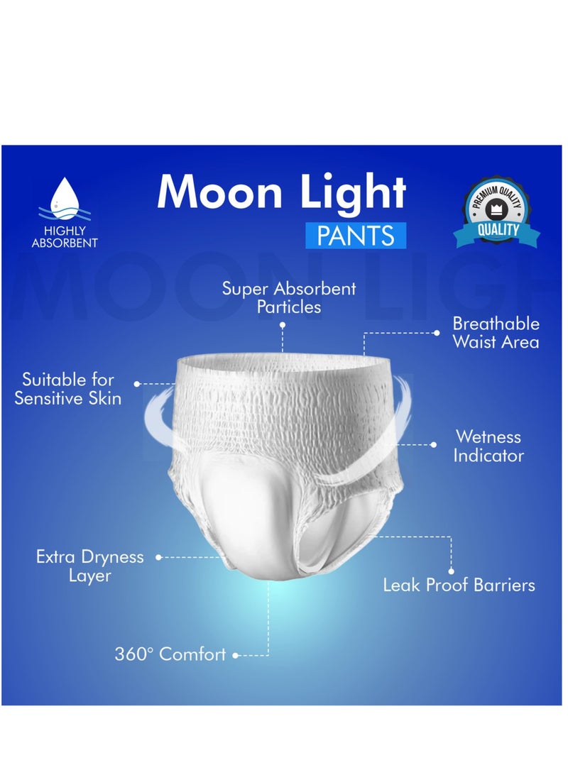 مونلايت حفاضات مونلايت بريميوم للبالغين - مقاس كبير جدًا (4 عبوات × 18 قطعة، إجمالي 72 قطعة) - للجنسين، امتصاص عالي، حماية من التسرب - Image 3