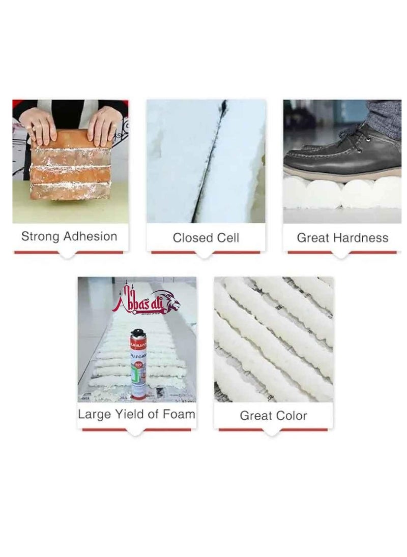 ABBASALI 750ml PU Foam Spray – Expanding Polyurethane Insulation Foam for Sealing, Filling, and Bonding. Ideal for Gaps, Cracks, and Joints. Easy Application with Precise Nozzle. Fast Curing (1)  - Image 2
